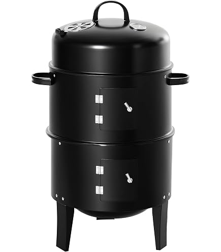 DORTALA 3 in 1 Round Charcoal Smoker, 16'' Portable BBQ Vertical
